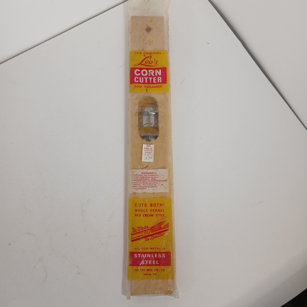 Vintage Sweet Corn Cutter 17" Long Wooden Vintage NOS Lee's Corn Cutter
